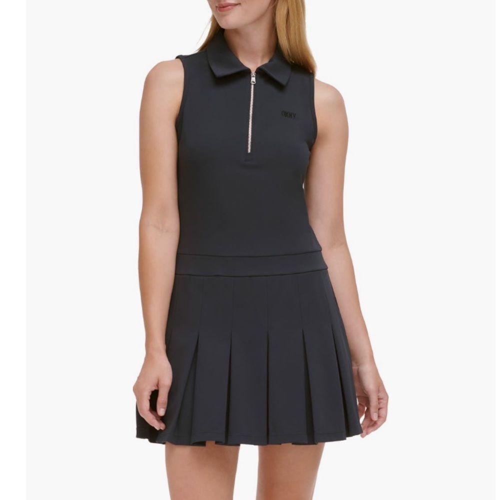 🎾DKNY 1/2 Zip Polyester Pleated Dress